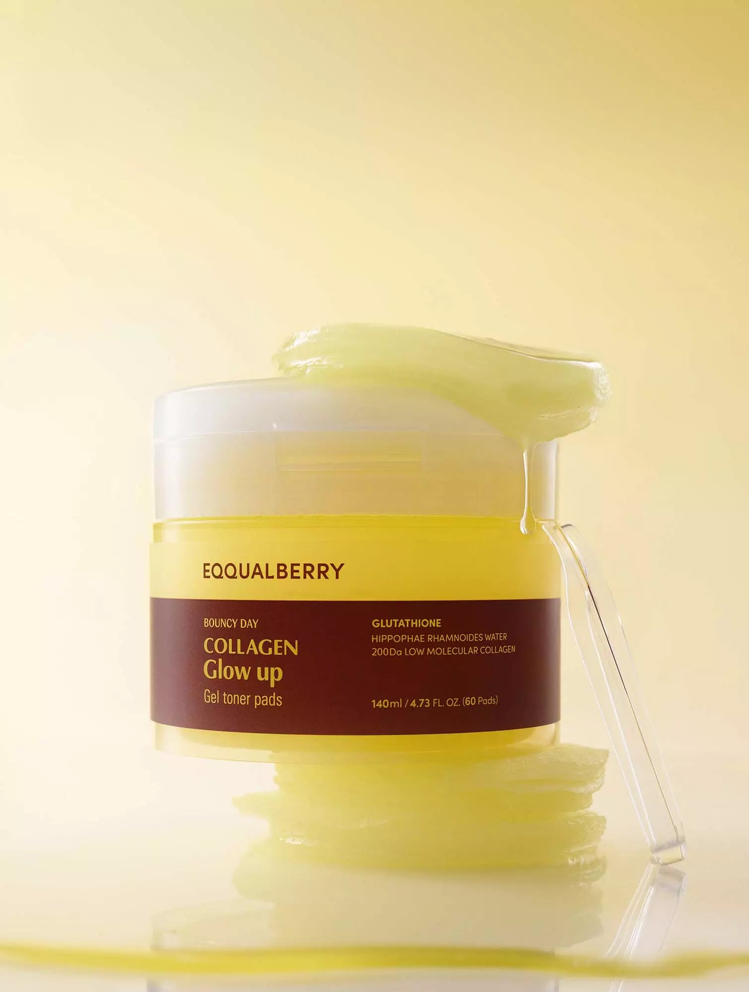 Eqqualberry Collagen Glow Up Gel Toner Pads 60 Pads 140ml