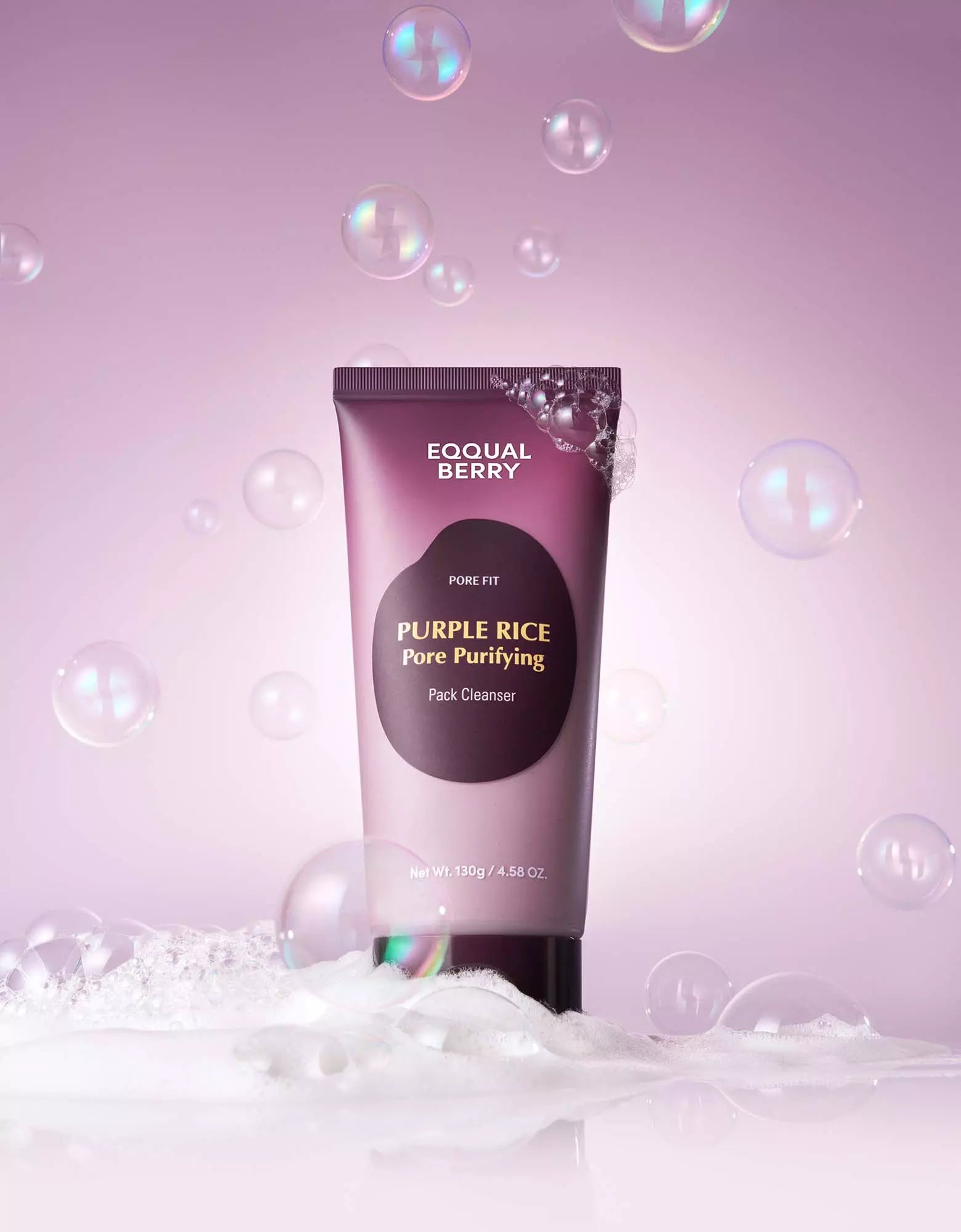 Eqqualberry Purifying Mask for Pores with Rice Purple Clay and Foam cleaning 130g